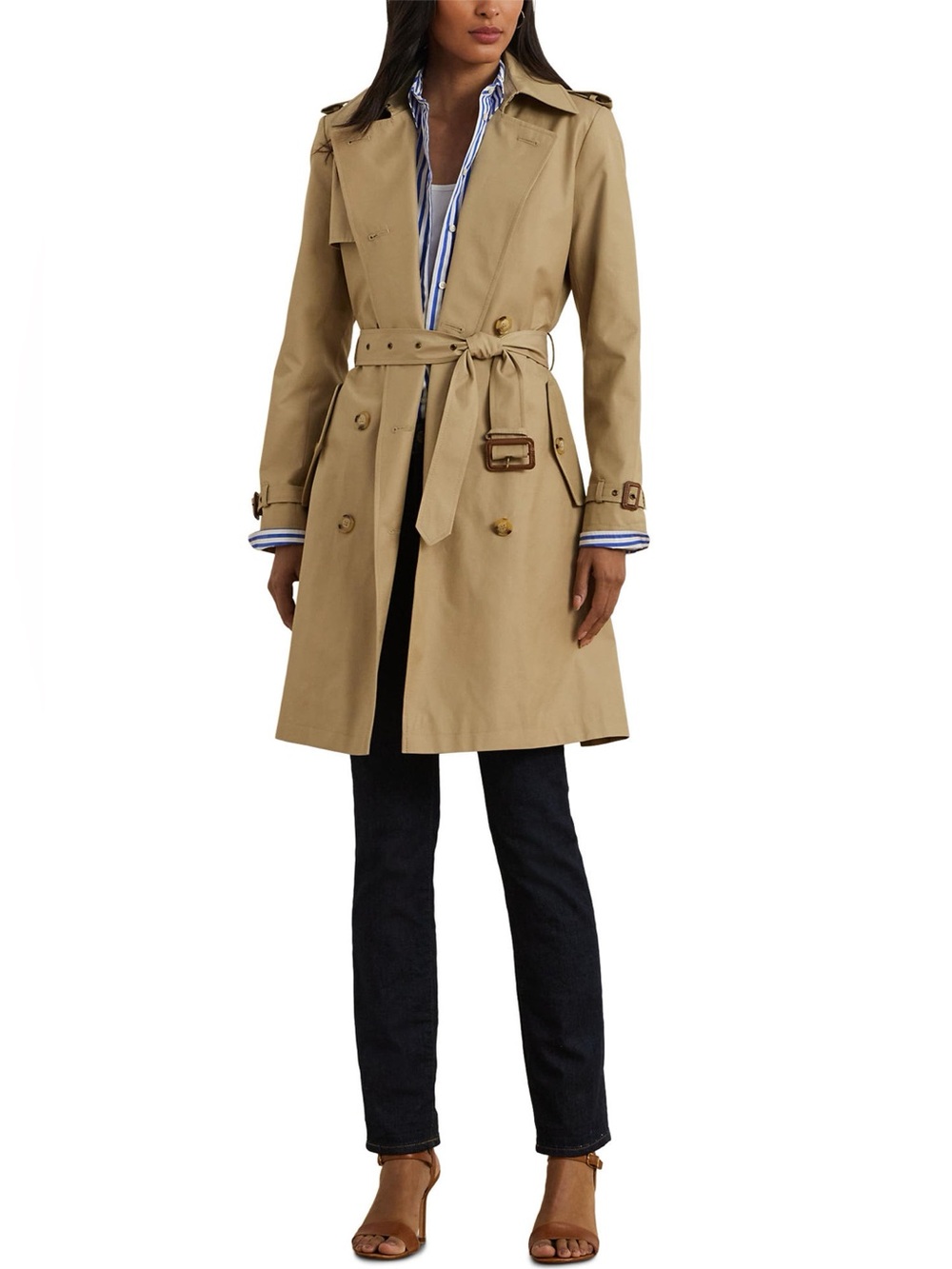 Lauren Ralph Lauren Khaki Belted Trench Coat